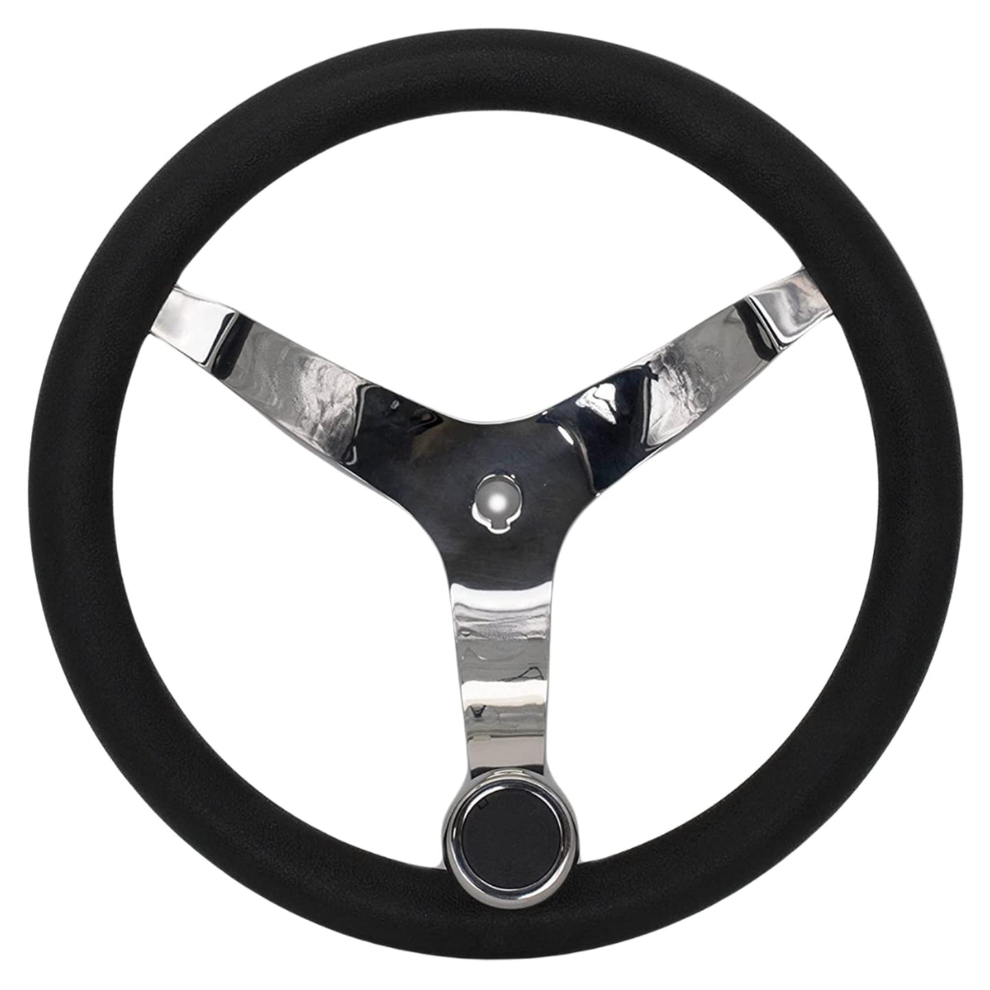 MARINE CITY 3-Spoke Steering Wheel with Knob – 13-1/2” 316 Stainless Steel