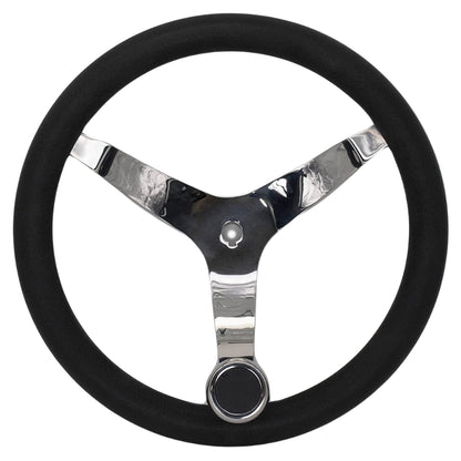 MARINE CITY 3-Spoke Steering Wheel with Knob – 13-1/2” 316 Stainless Steel