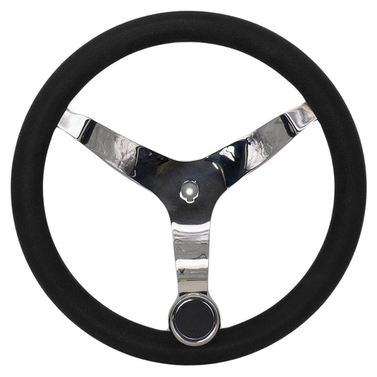 MARINE CITY 3-Spoke Steering Wheel with Knob – 13-1/2” 316 Stainless Steel