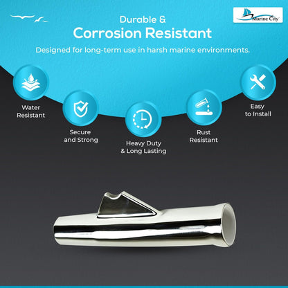 Marine City 316 Stainless Steel Flared Weld-On Rod Holder – Corrosion-Resistant