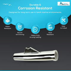 Marine City 316 Stainless Steel Flared Weld-On Rod Holder – Corrosion-Resistant