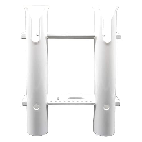 Marine City White Plastic Flush Mount Fishing Rod Holder Rack – 2 Link, 12” Tube