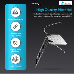 Marine City 304 Stainless Steel 3-Step O/B Swim Platform Telescoping Boat Ladder