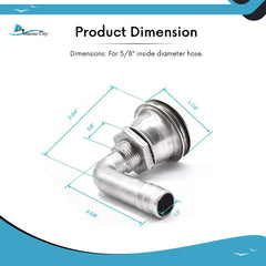 Marine City 90° Fuel Tank Vent – Stainless Steel, Fits 5/8” Hose, Removable Cap