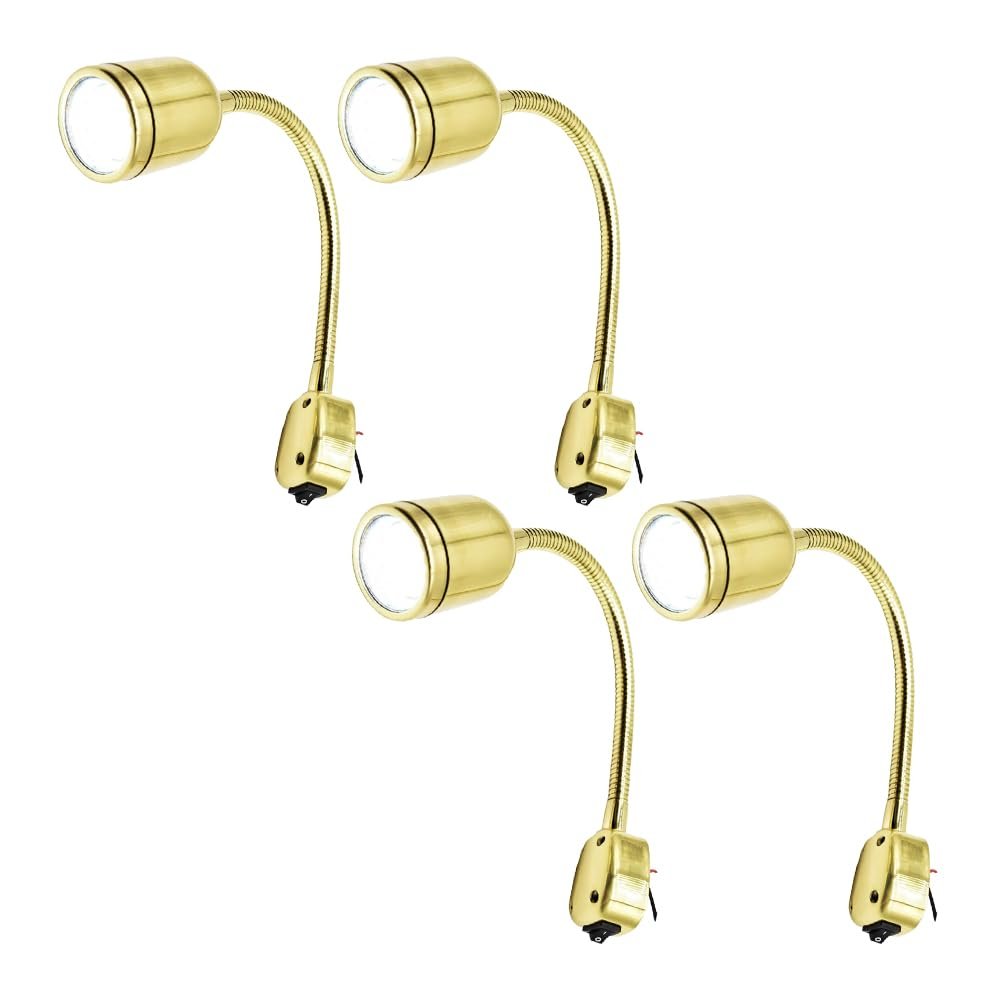 Marine City Brass Gooseneck LED Cabin Reading Light – 12V Warm White (Pack of 4)