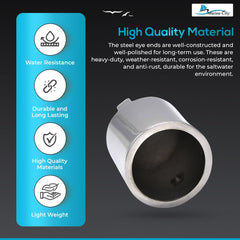 Marine City 316 Stainless Steel Round Outside Eye End for Bimini Top (Pack of 2)