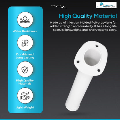 Marine City 30° White Flush Mount Fishing Rod Holder – 9-1/2” Polypropylene MARINE CITY