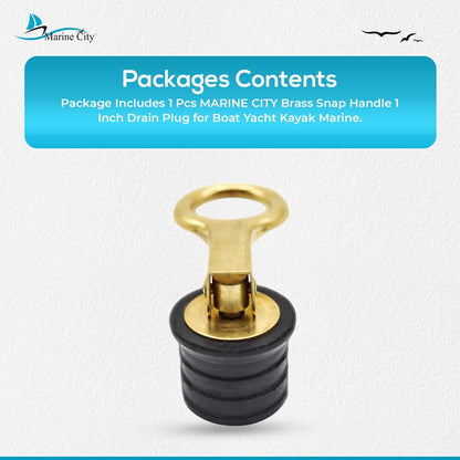 Marine City 1-Inch Brass Snap Handle Drain Plug – Durable, Corrosion-Resistant