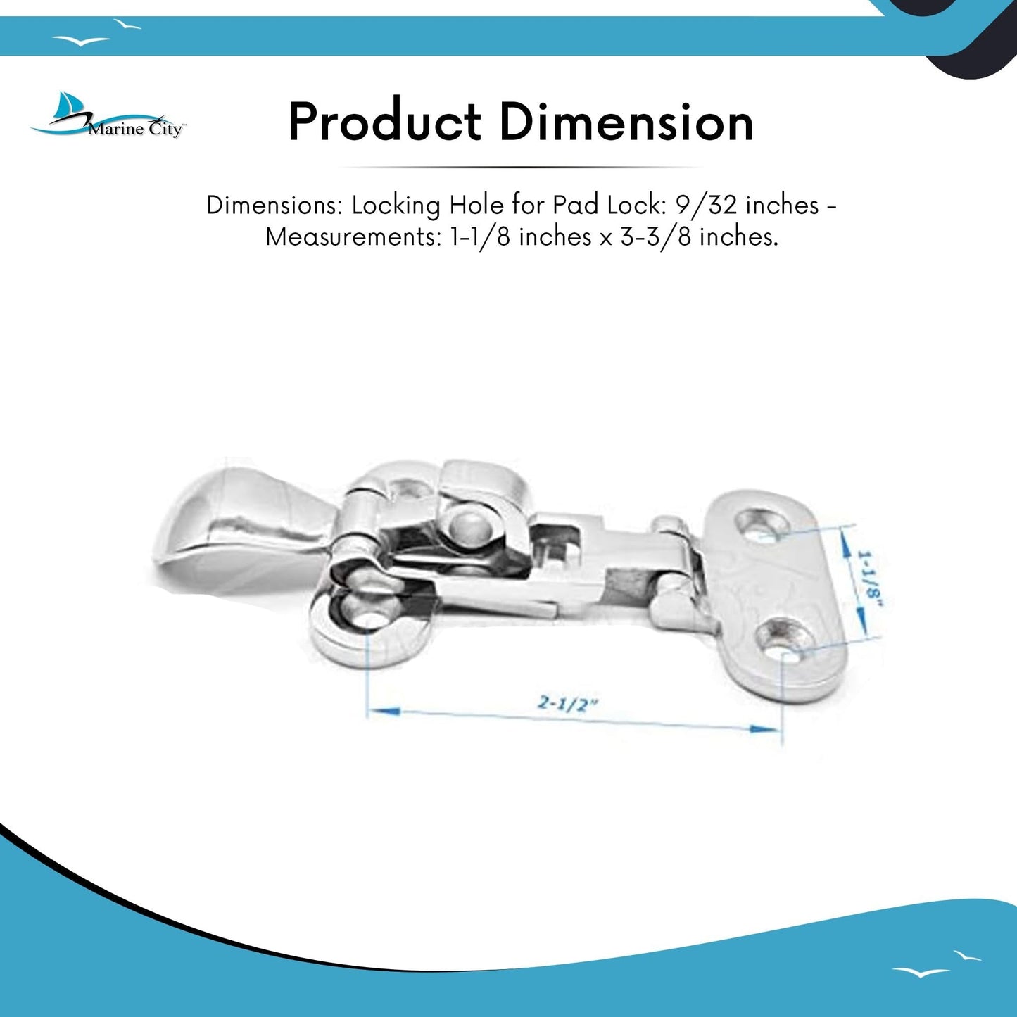 MARINE CITY Locker Hatch Anti-Rattle Toggle Latch – 316 Stainless Steel Marine City