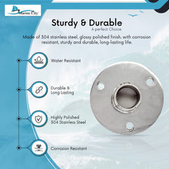 Marine City Fixed Antenna Base 1”-14 Thread – 304 Stainless Steel, Mirror Polish