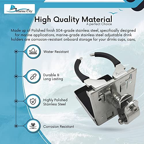 Marine City Stainless Steel Multi-Functional Adjustable Small Folding Cup Holder