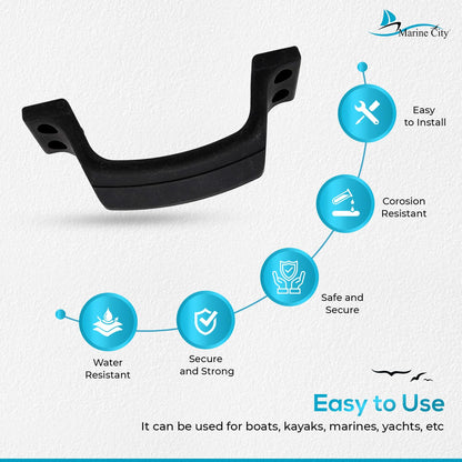 Marine City Black Plastic Transom Step Handle – 6-3/8” Width, Glass-Reinforced