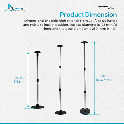 Marine City Aluminum Telescoping Boat Cover Support Pole – 3 Section Adjustable
