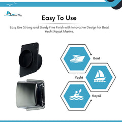 Marine City Intake & Exhaust Cowl Ventilator–304 Stainless Steel, 3” Hose Flange