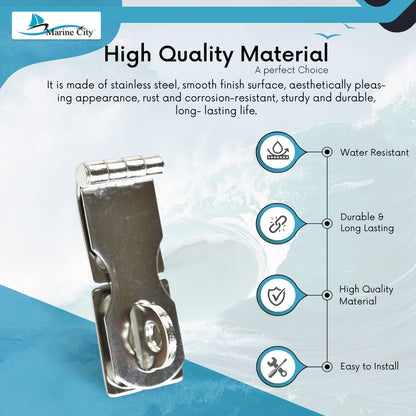 MARINE CITY Stainless Steel Marine Safety Hasp with Fixed Plate – Heavy-Duty