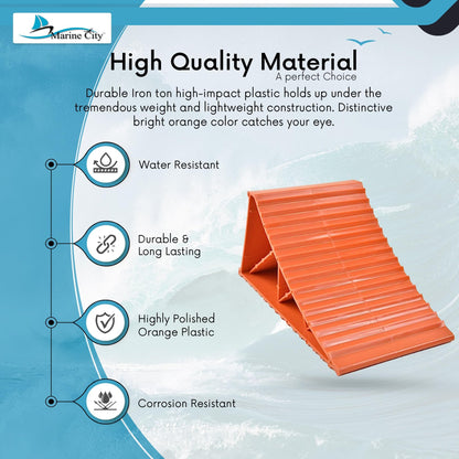 MARINE CITY Orange Plastic Wheel Chocks – Fits Tires up to 20” (Pack of 2)