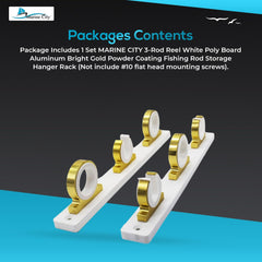 Marine City 3-Rod Reel Fishing Rod Storage Hanger Rack – Aluminum Bright Gold