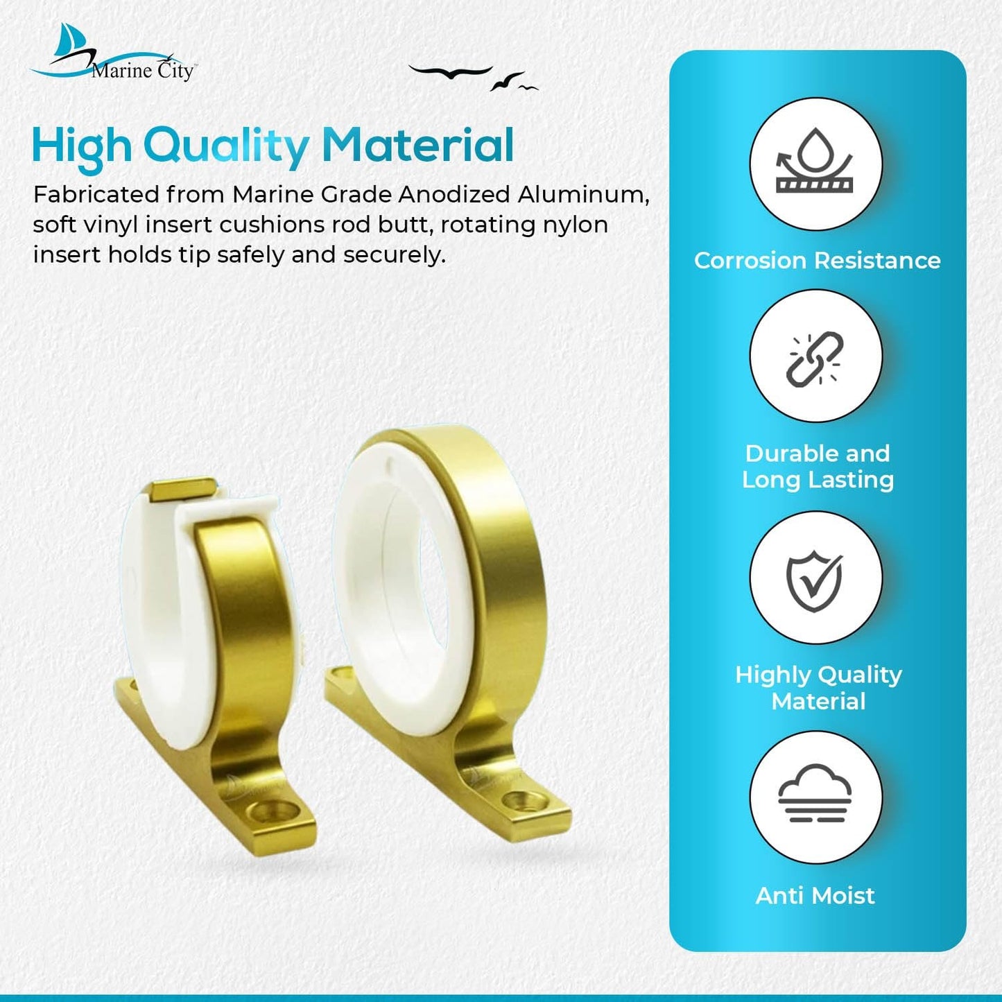 Marine City Bright Gold Fishing Rod Storage Hanger Rack Holder – Aluminum