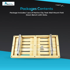 Marine City Banco plegable de teca para montaje en pared con ranuras para barco, cuarto de ducha, vapor, sala de sauna (30 pulgadas x 13 pulgadas)