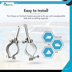 Marine City Abrazadera de acero inoxidable en Rowlocks/Oarlocks de 1-5/8 pulgadas (2 por paquete) 