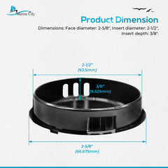 Marine City Black 2-1/2 Inches PC Construction High Strength Fatigue Resistant Easy Install Gloss Finish Boat Steering Wheel Centre Cap for Marine Boats