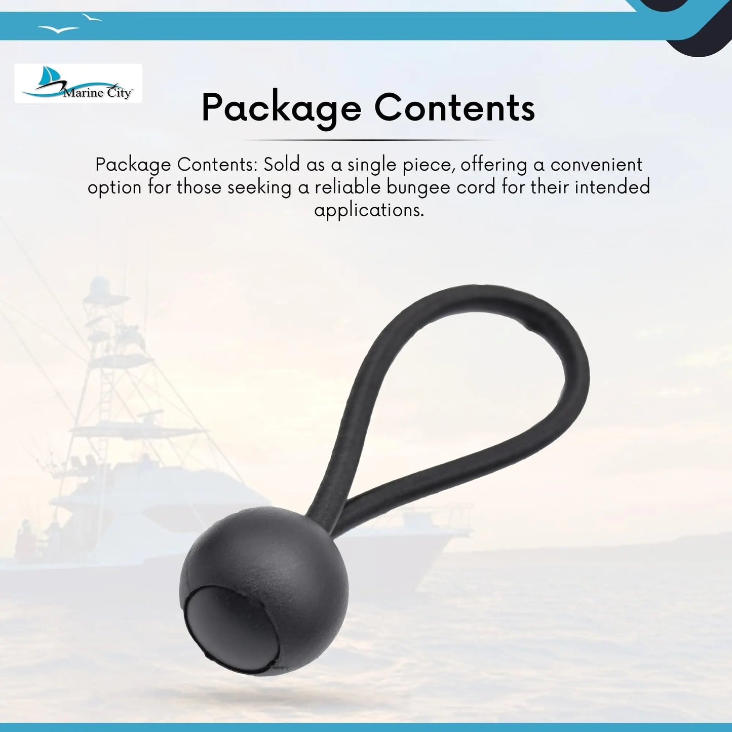 Marine City Polyethylene Black Ball Bungee Cord for 3-Step Telescoping Ladder Marine City Hardware