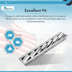 Marine City Ventilación con rejilla de acero inoxidable con 7 ranuras, 14-7/8” × 3” × 1-1/4” (1 unidad)