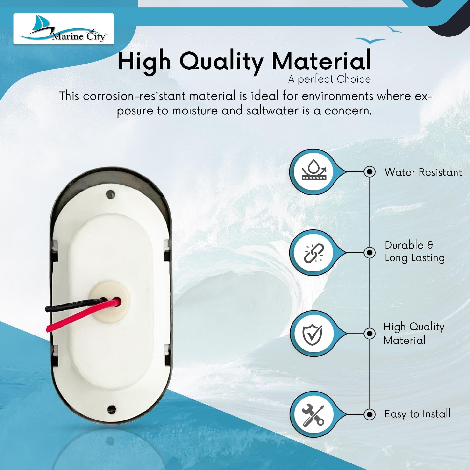 MARINE CITY IP66 LED Oval Courtesy Light – 12V 1.5W, Stainless Steel, Waterproof MARINE CITY