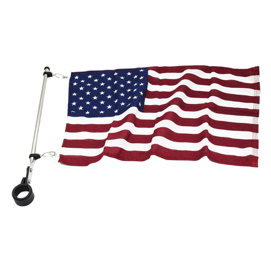 Marine City Stainless Steel Rail Mount Flag Staff Pole – Adjustable Rail Clamp MARINE CITY
