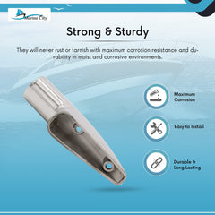 Marine City 10° Mount End Hand Rail Fitting – 316 Stainless Steel Bottom Mount