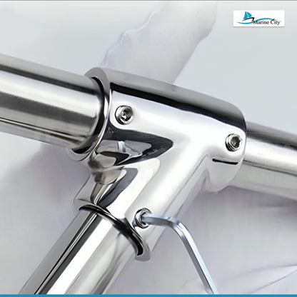 Marine City Stainless Steel 3-Way Tee Connector Hand Rail Fittings– 45°/60°/90° Marine City