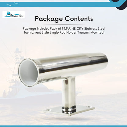 Marine City Tournament Style Single Rod Holder – Stainless Steel, 90° Angle