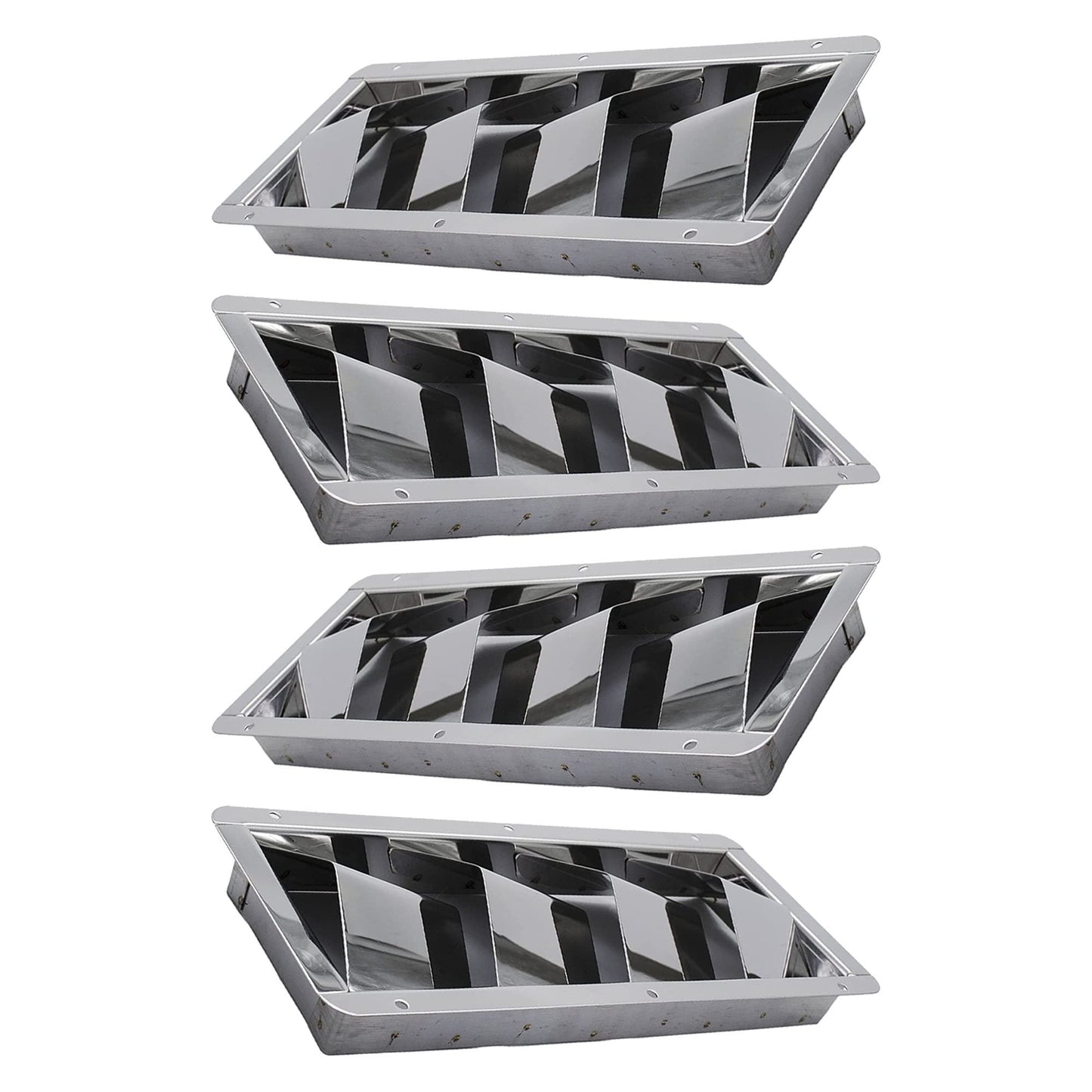 Marine City 4-Slot Louvered Vent – Stainless Steel, 10 × 4-3/8", Mirror Finish