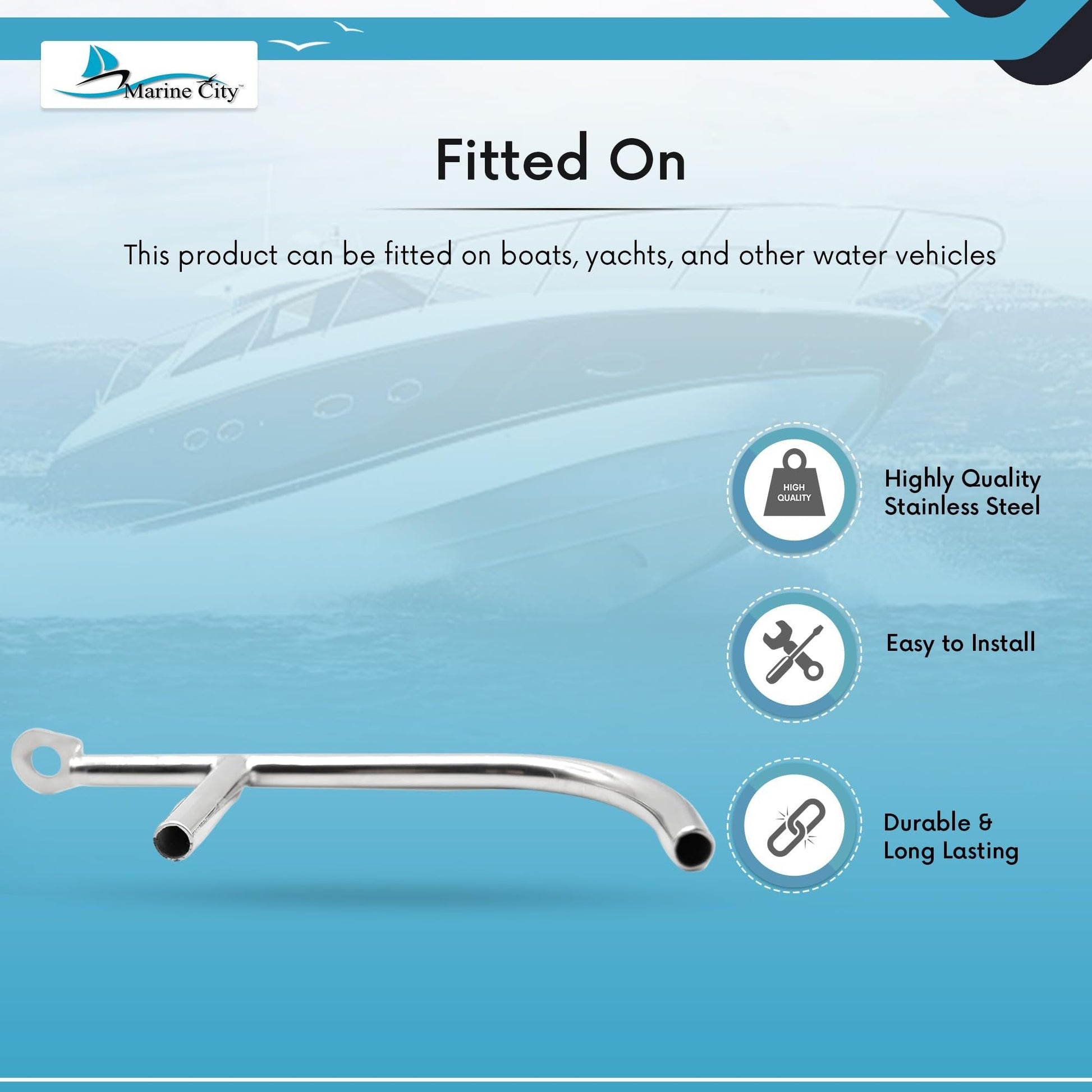 Marine City Wind Direction Indicator Light Holder – 304 Stainless Steel, Durable MARINE CITY