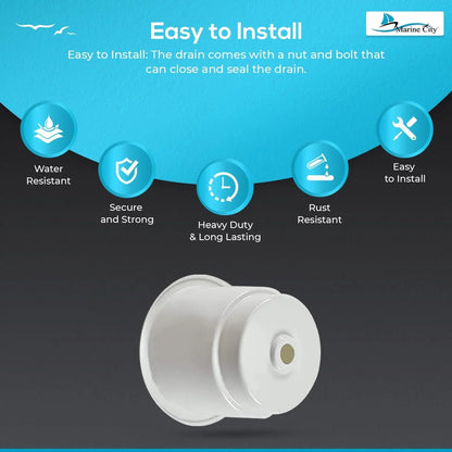 Marine City White Closeable Plastic Cup Holder with Drain – Fits 30 oz Marine City Hardware