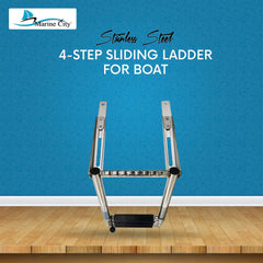 Marine City 4 Step Telescoping Boat Ladder Over Platform Slide – Stainless Steel