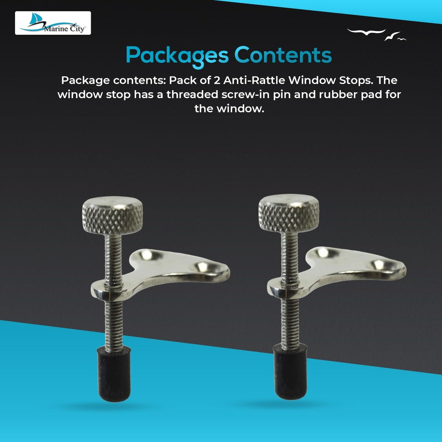 Marine City Anti-Rattle Window Stop 304 Stainless Steel Marine Boat Lock (2 Pcs)
