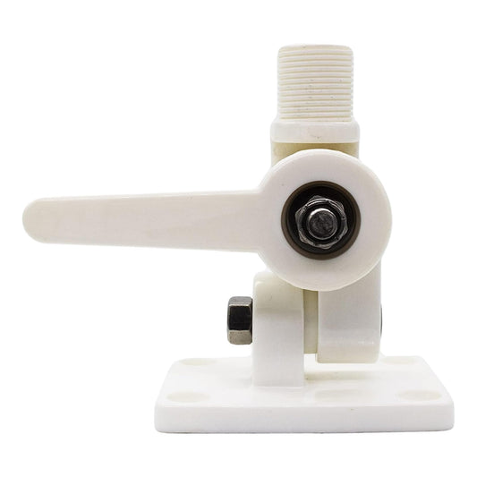 Marine City White Nylon Antenna Mount Heavy-Duty 1"-14 Thread Base, UV-Resistant Marine City