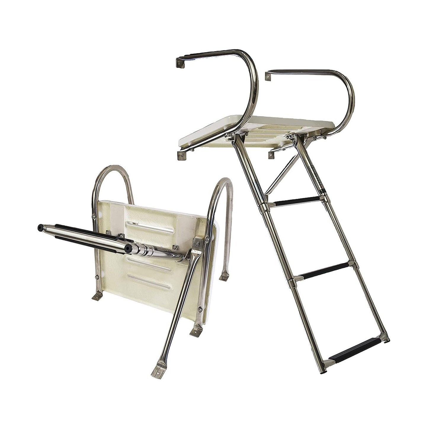MARINE CITY Plataforma de baño telescópica interior/exterior de acero inoxidable Escalera de 3 escalones para barco