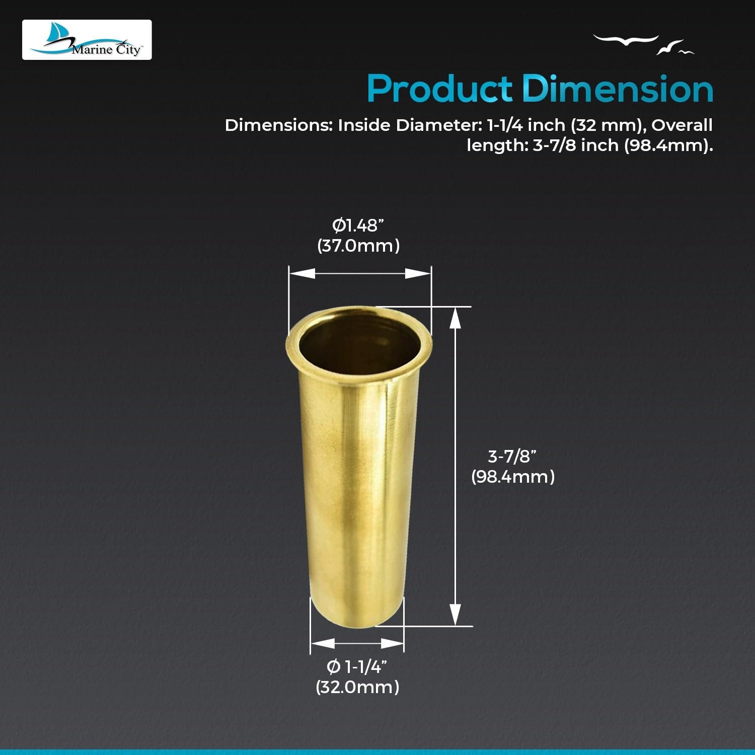 Marine City Brass Drain Tube – Corrosion-Resistant, Smooth, 3-7/8” x 1-1/4” MARINE CITY