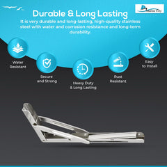 Soporte de mesa de acero inoxidable para barco Marine City - Brazo de liberación corta, L: 12