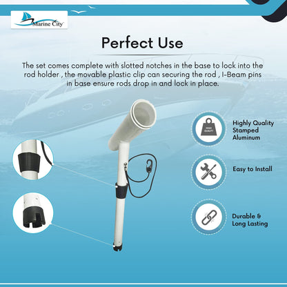 Marine City Fishing Rod Holder Outrigger Plug-in Rod Pod – Aluminum (Pack of 2) Marine City