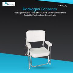 Marine City Silla de playa acolchada y plegable portátil de acero inoxidable para cubierta de barco