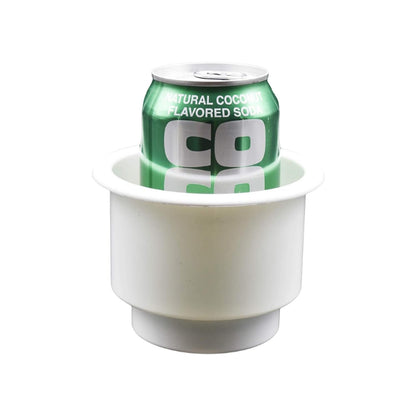 Marine City ABS White Plastic Cup Holder with Center Drain – Flush Mount Holder Marine City