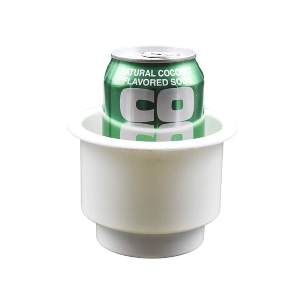 Marine City ABS White Plastic Cup Holder with Center Drain – Flush Mount Holder