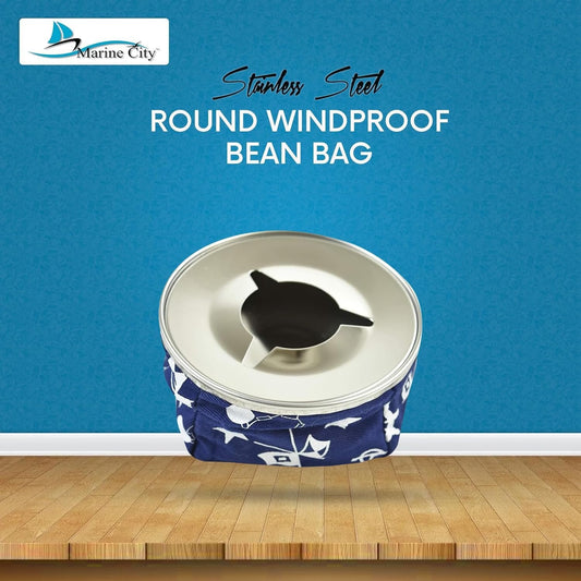 Marine City Round Windproof Bean Bag – 304 Stainless Steel, Blue, Lightweight MARINE CITY