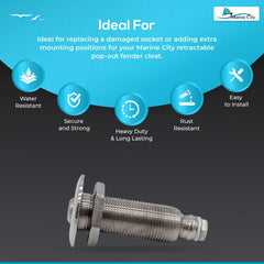 Marine City Retractable Fender Cleat Socket – 316 Stainless Steel Pop-Up Mount