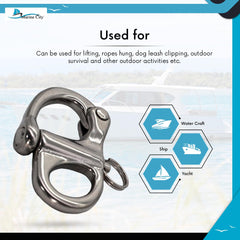 Marine City 316 Stainless Steel Fixed Bail Snap Shackle – Quick Release Pin