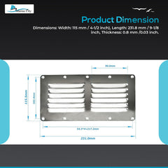 Marine City 304 Stainless Steel Rectangle Stamped Louvered Vent – (Pack of 2)