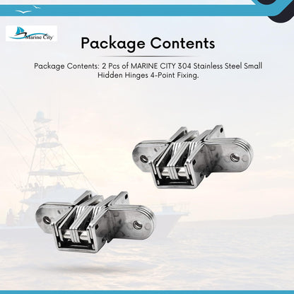 Marine City Small Hidden Hinges – 304 Stainless Steel, 2.125” (Pack of 2)